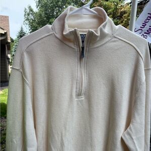 Joseph Abboud Cream Zip Up Sweater with Ribbed Cuffs